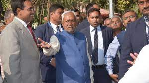 Bihar Chief Minister Nitish Kumar almost got hit by a motorcycle
