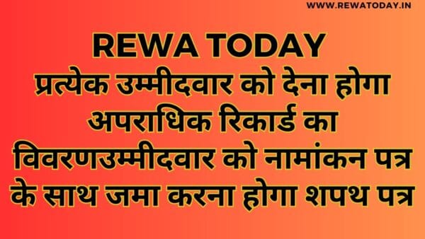 प्रत्येक उम्मीदवार को देना होगा अपराधिक रिकार्ड का विवरणउम्मीदवार को नामांकन पत्र के साथ जमा करना होगा शपथ पत्र