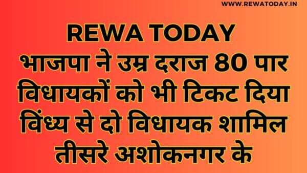 भाजपा ने उम्र दराज 80 पार विधायकों को भी टिकट दिया विंध्य से दो विधायक शामिल तीसरे अशोकनगर के