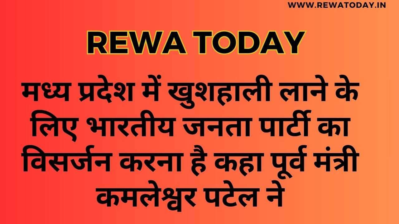 मध्य प्रदेश में खुशहाली लाने के लिए भारतीय जनता पार्टी का विसर्जन करना है कहा पूर्व मंत्री कमलेश्वर पटेल ने