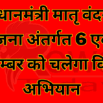 प्रधानमंत्री मातृ वंदना योजना अंतर्गत 6 एवं 7 दिसम्बर को चलेगा विशेष अभियान