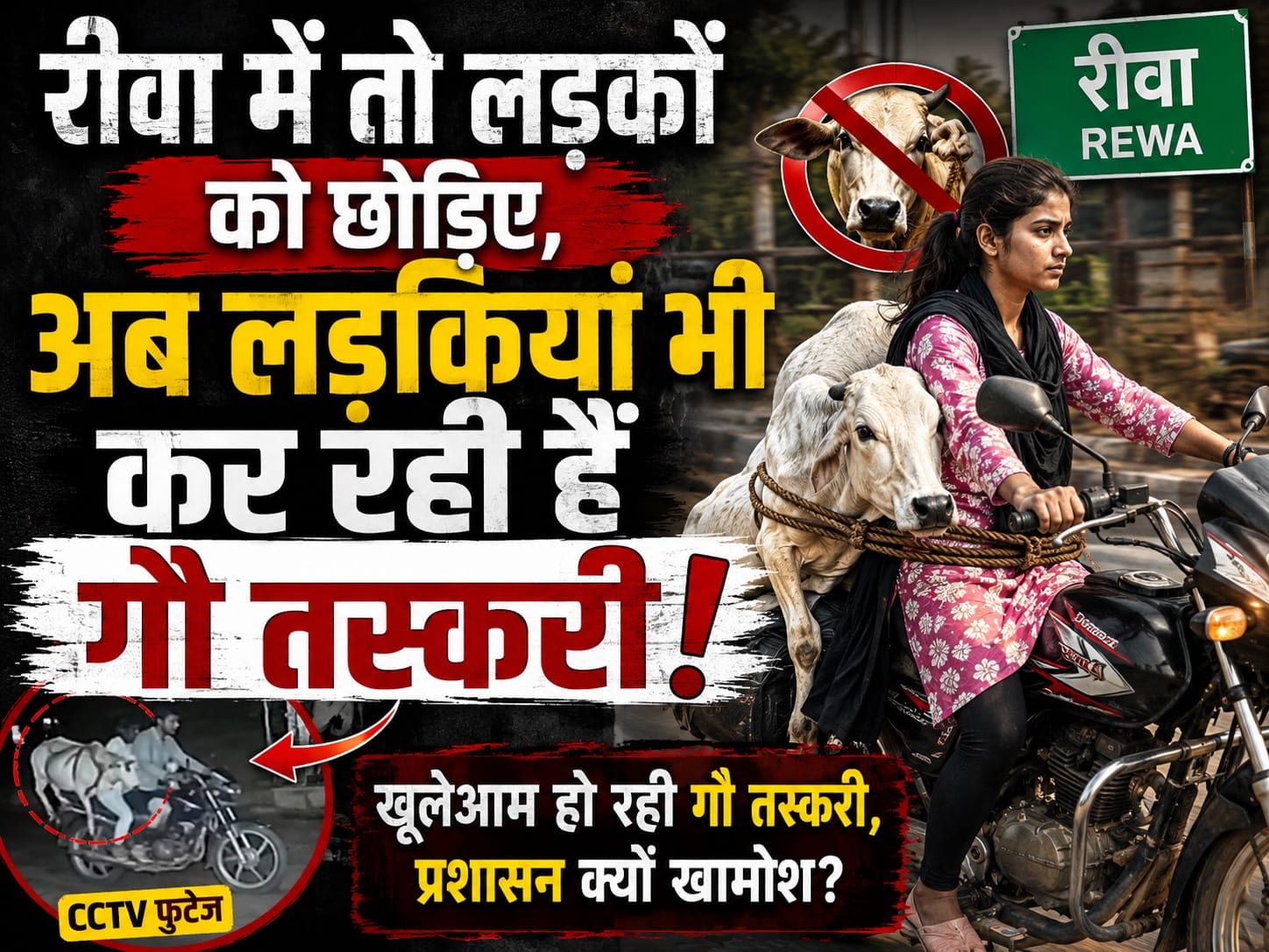 In Rewa, let alone boys, even girls are now smuggling cows on motorcycles.