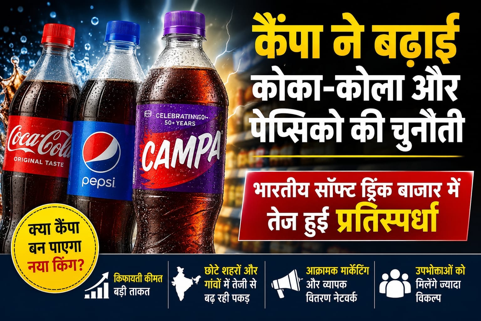 कैंपा ने बढ़ाई कोका-कोला और पेप्सिको की चुनौती, भारतीय सॉफ्ट ड्रिंक बाजार में तेज हुई प्रतिस्पर्धा