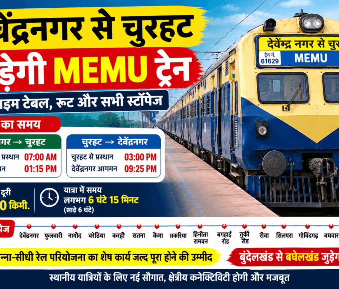 MEMU train will run between Devendranagar and Churhat, will depart at 7 am